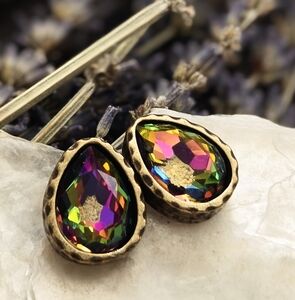 Volcano Premium Austrian Crystal On Brass Setting Stud Earrings